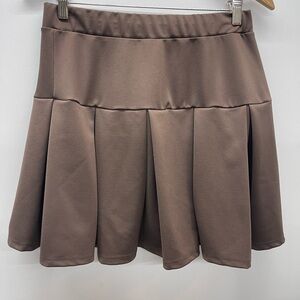 Pleated Circle Skirt in Chocolate Brown